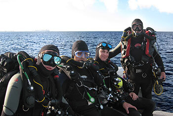Rebreather diver preparing for a dive